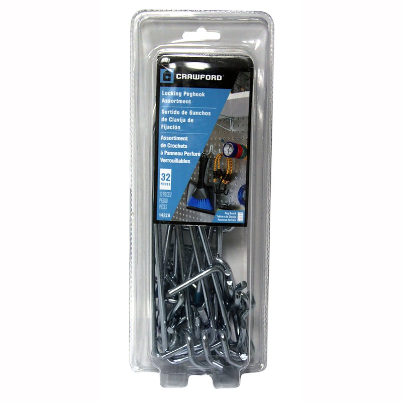 Crawford 1432A Silver Peg Hook for 1/4 in. Pegboard 11 L x 7.5 W x 1-3/4 H in.