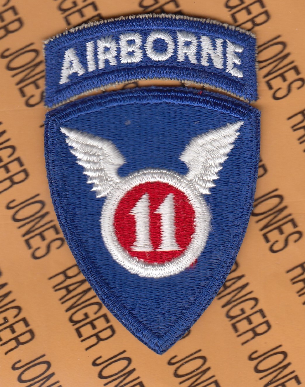 US Army 11th Airborne Division dress uniform 4" patch & tab set c/e