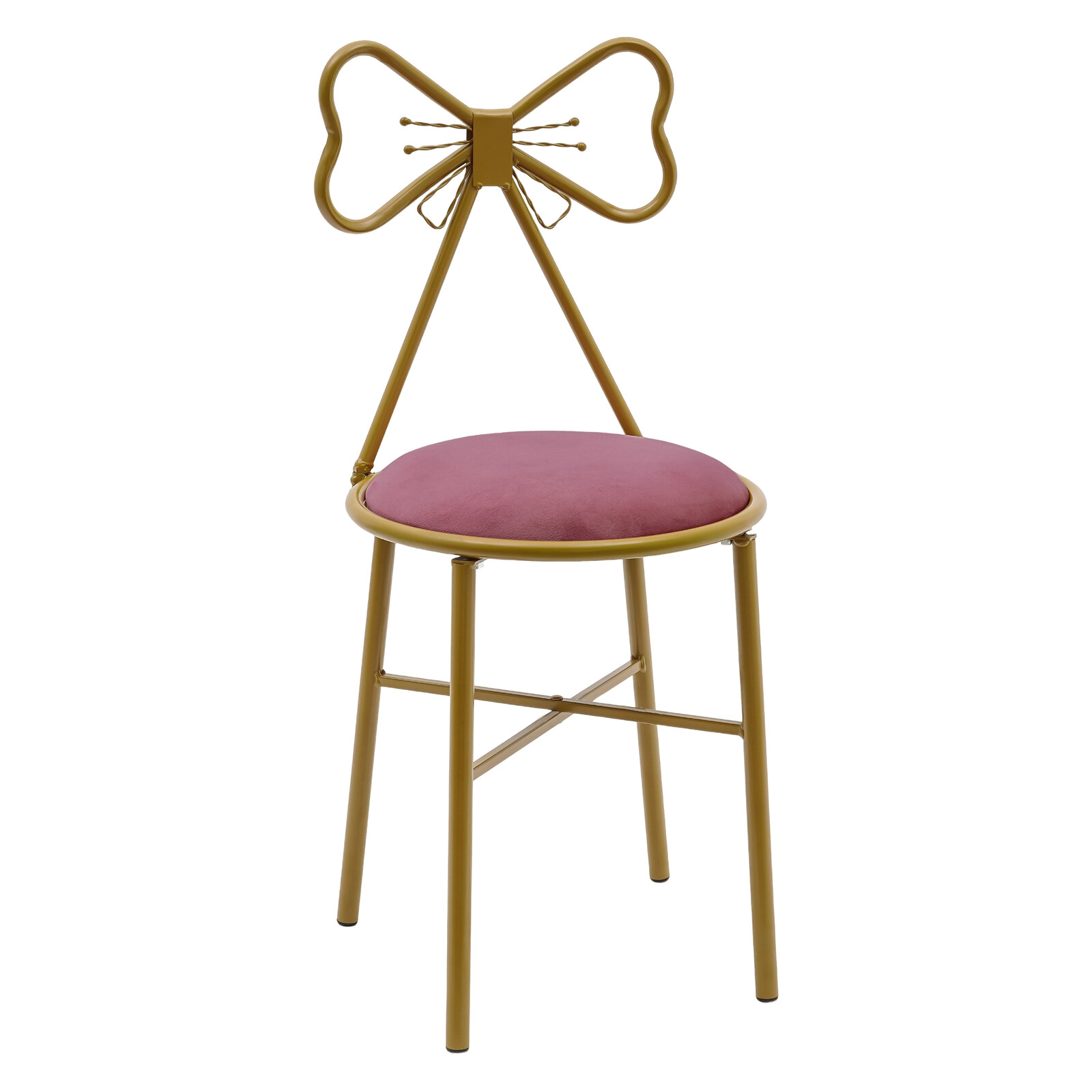 Butterfly Backrest Chair Vanity Stool Pink Velvet Stool Chair Makeup Chair
