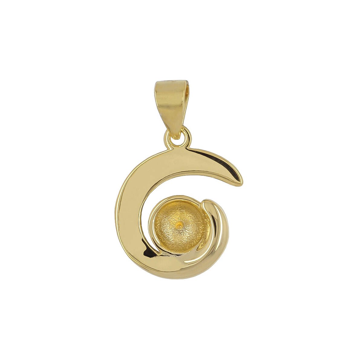 Gold Plated Sterling Silver Pendant Bail Glue In Pearl Holder Mount #99949