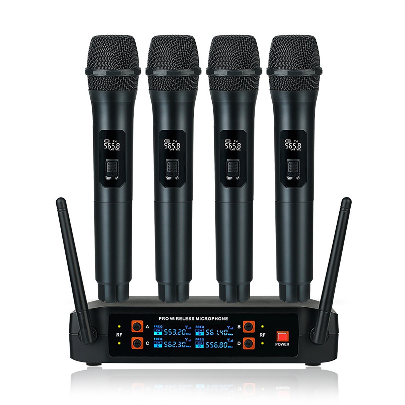 Pro Audio VHF Wireless Microphone System 4 Channel 4 Handheld Metal Dynamic Mic