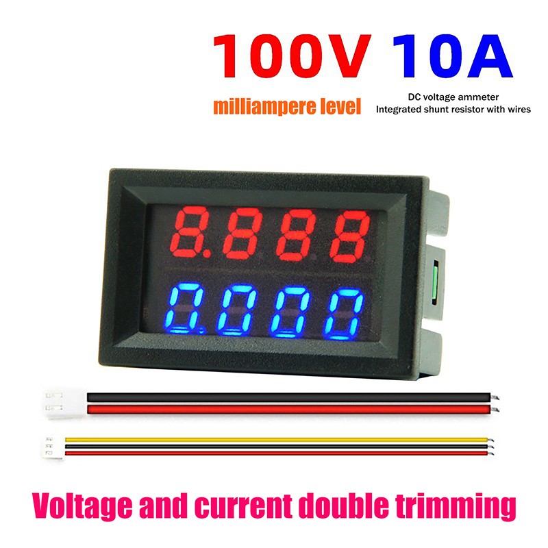 4 Digit 5 Wire Mini Digital Voltmeter Ammeter DC 100V 10A Voltmeter Ammeter