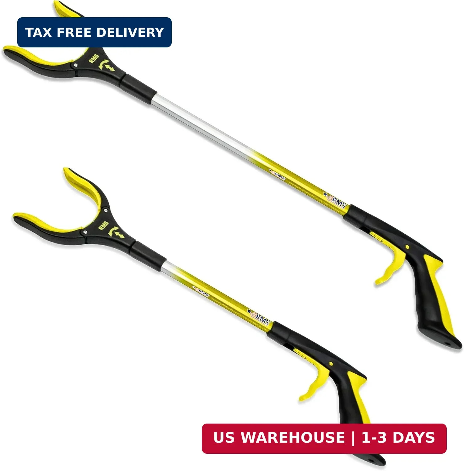 RMS 2-Pack 34 Inch and 21 Inch Grabber Reacher with Rotating Jaw - Mobility Aid