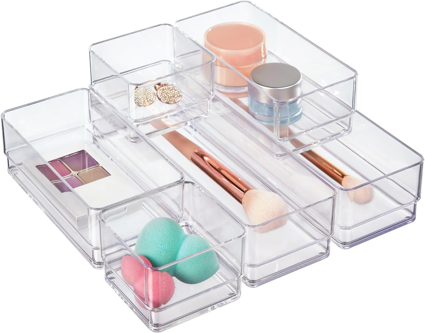 Simplesort Drawer Organizer Bins 6 Pc Set, Multi-Size, Bathroom Organizers and S