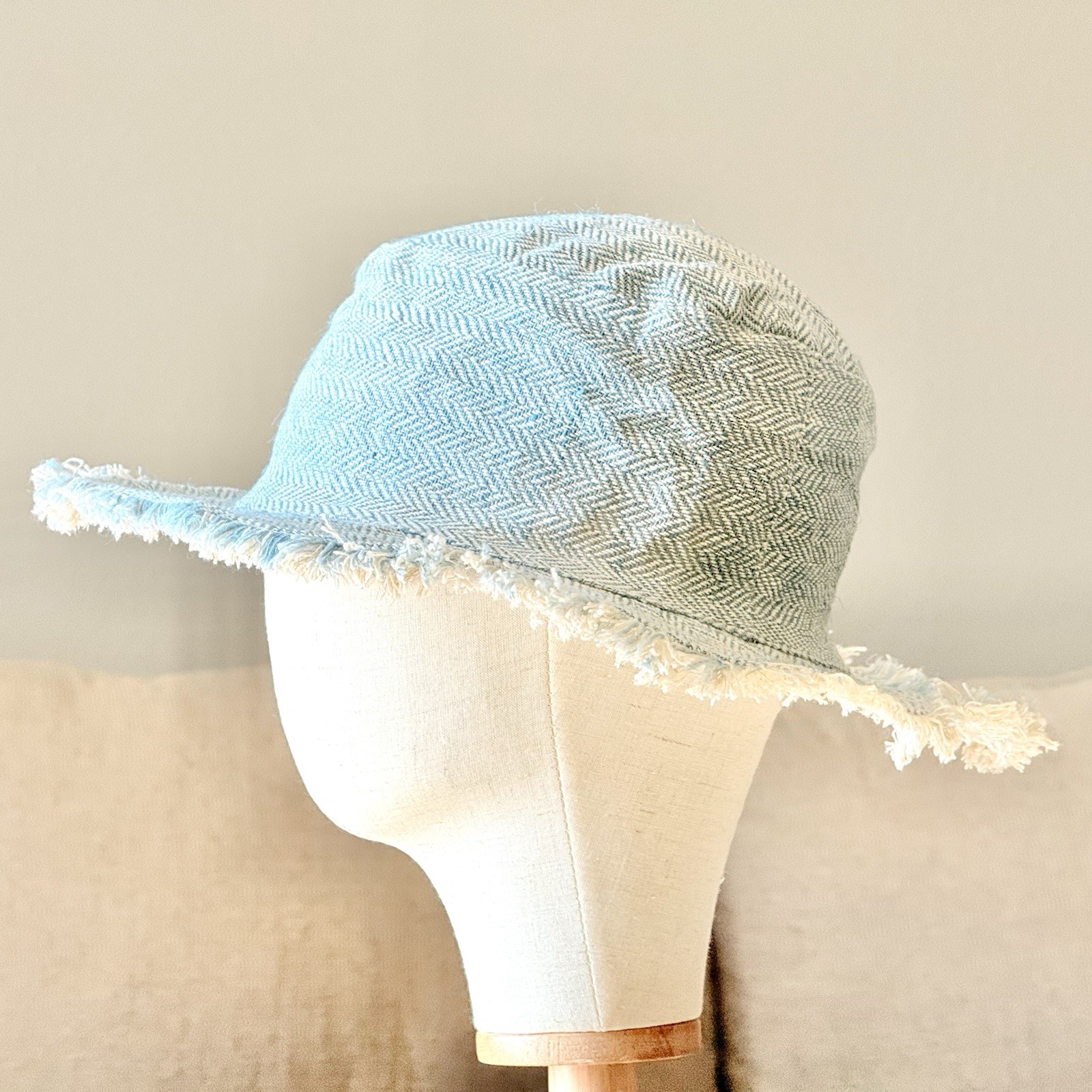 Blue Tone Beach Sun Hat, Hat Hippie Boho Hat, Unisex Plain Beach Hat Blue