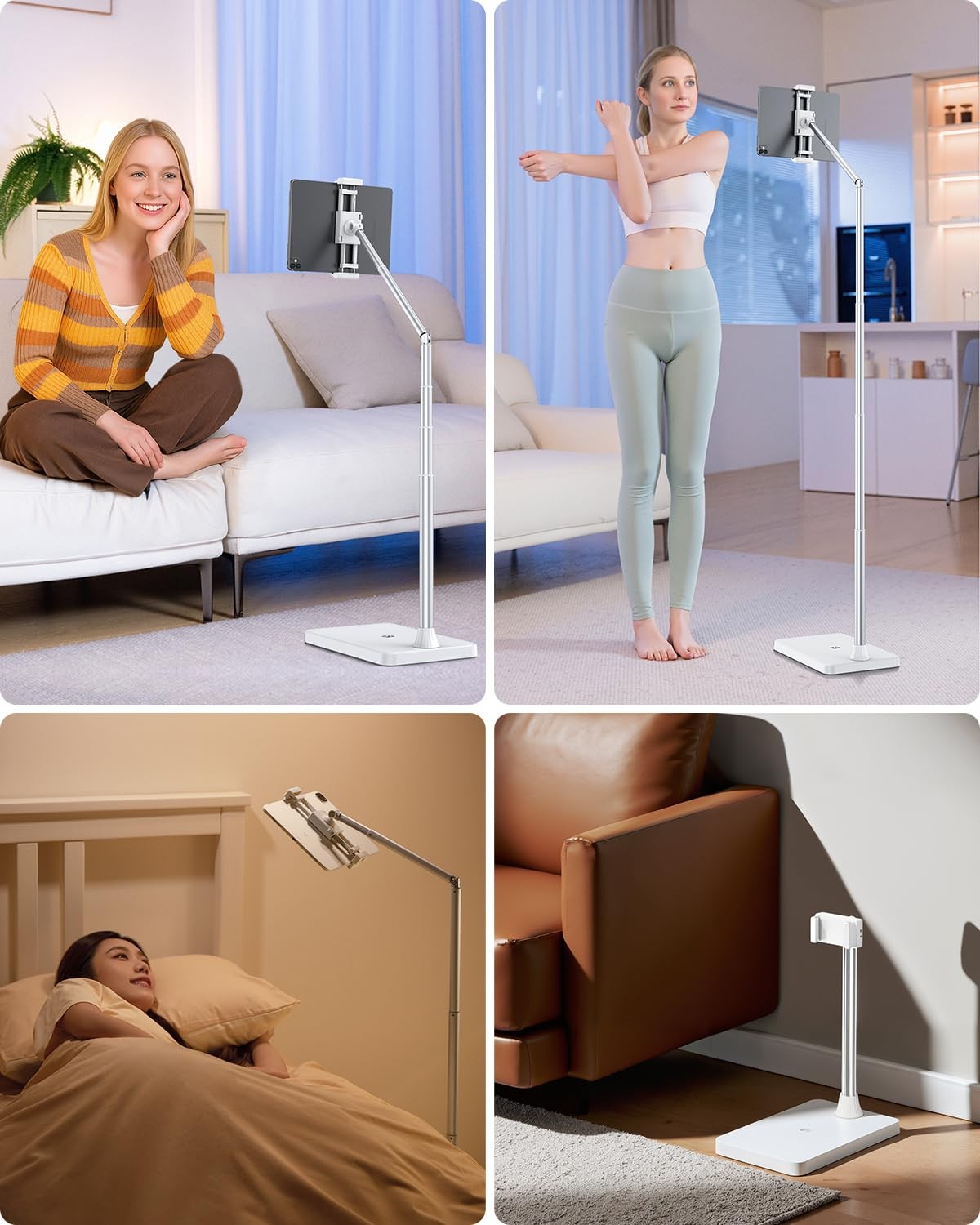 Viozon Tablet Floor Stand, Height & Angle Adjustable Tablet Holder with Alumi...