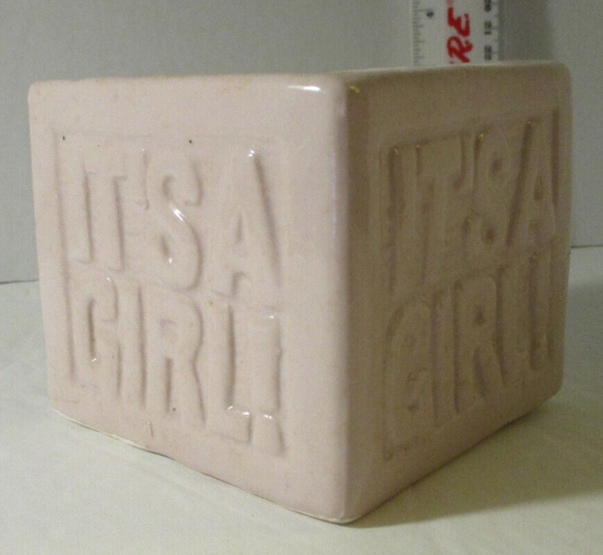CERAMIC SQUARE PLANTER PINK NEW IN BOX IT'S A GIRL