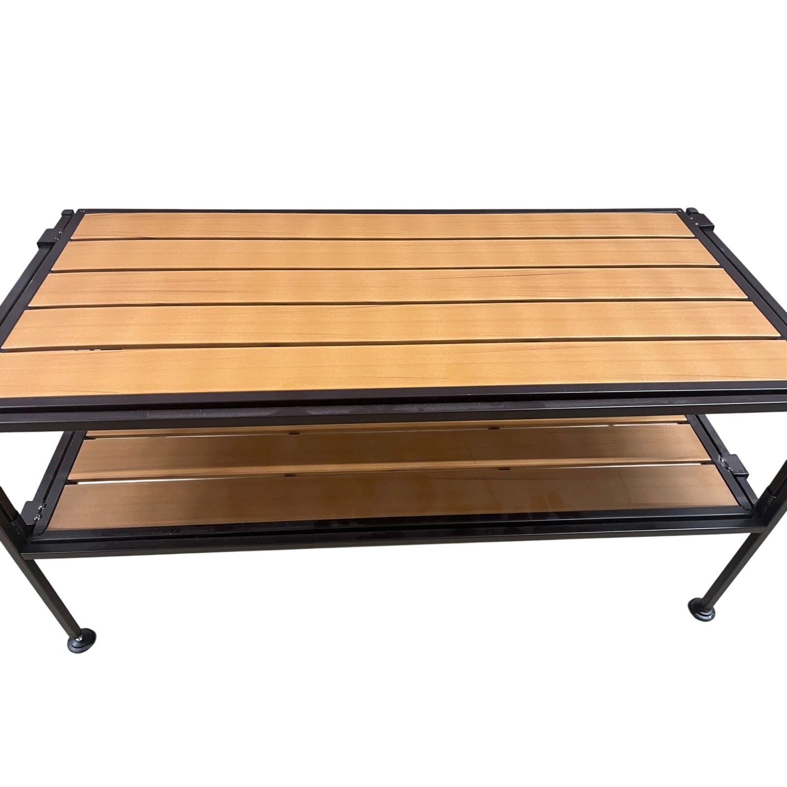 Folding 2-Tier Shoe Rack Entryway Bench Shelf