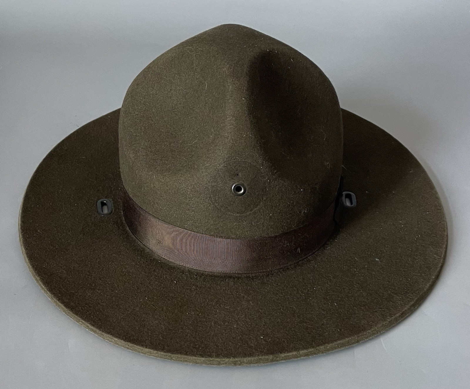 U.S. Army Drill Instructor Sergeant Felt Hat Olive Green — Men’s Size 6-7/8