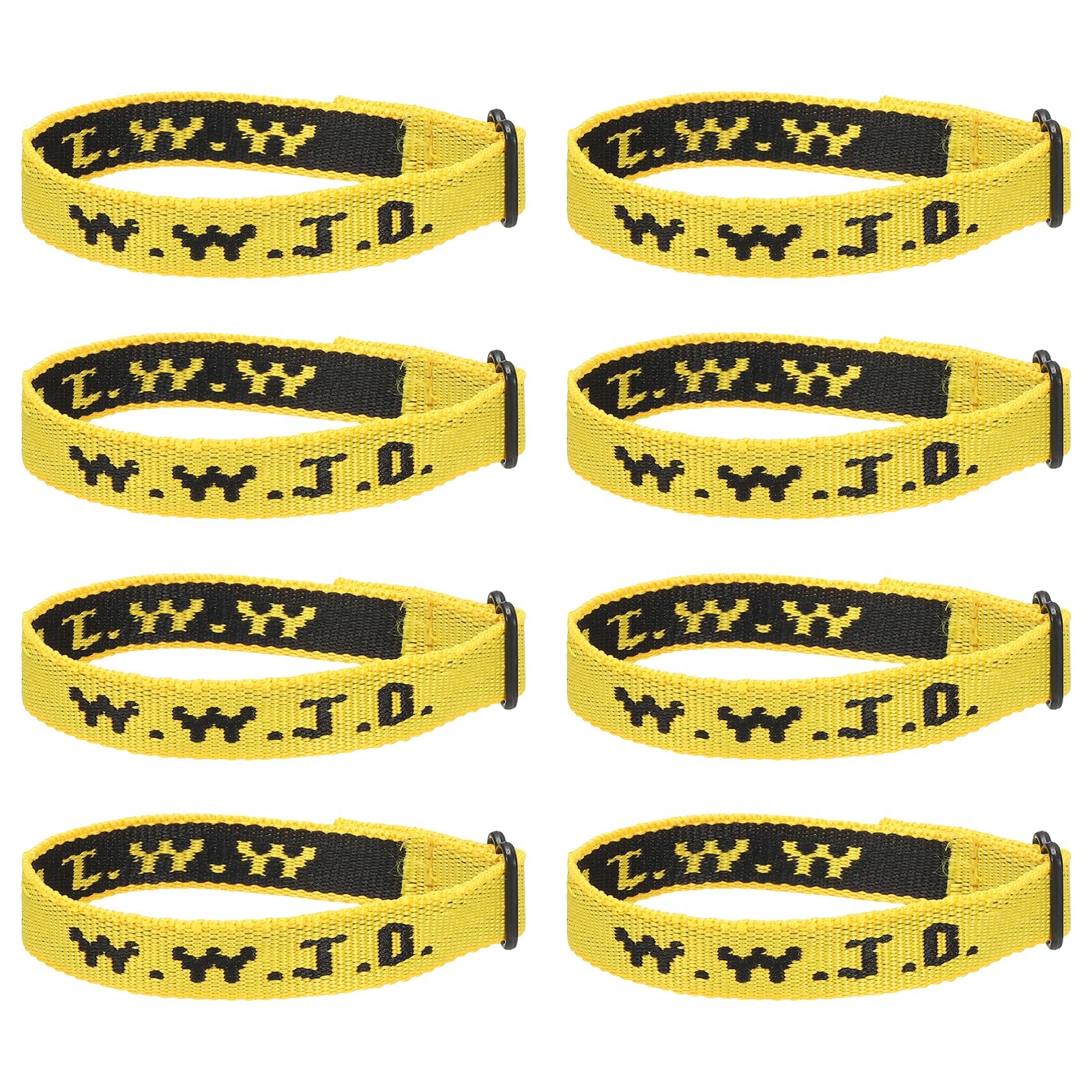 PATIKIL 8Pcs W.W.J.D Bracelets, Christian Gifts Wristbands One Size, Yellow