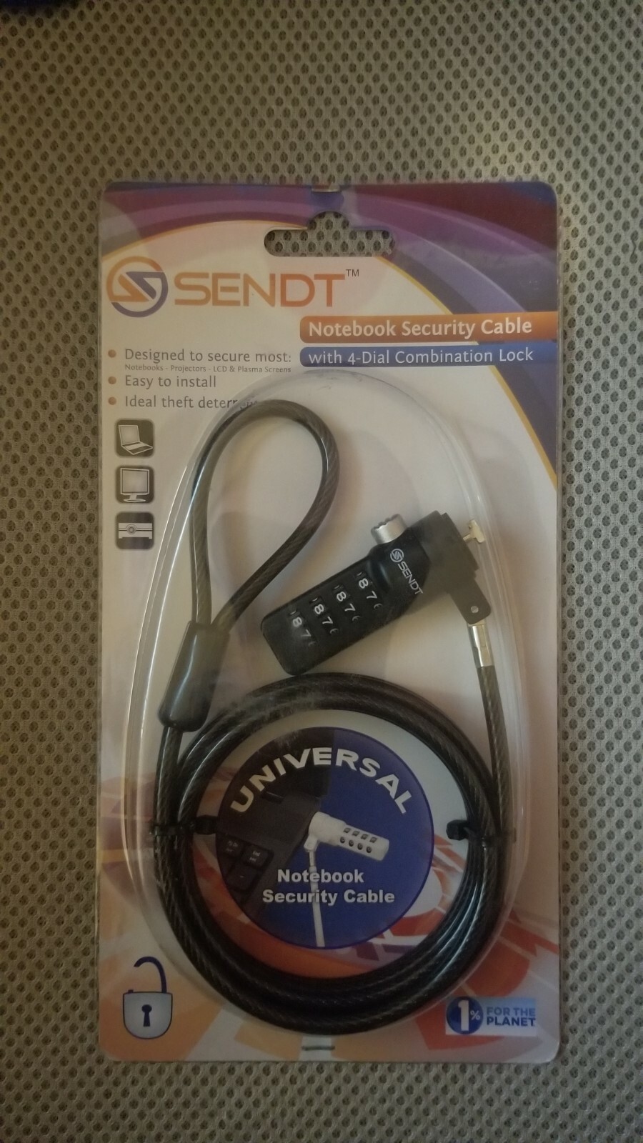Laptop Notebook Universal Security Cable Lock 4 Dial Combination SENDT Brand