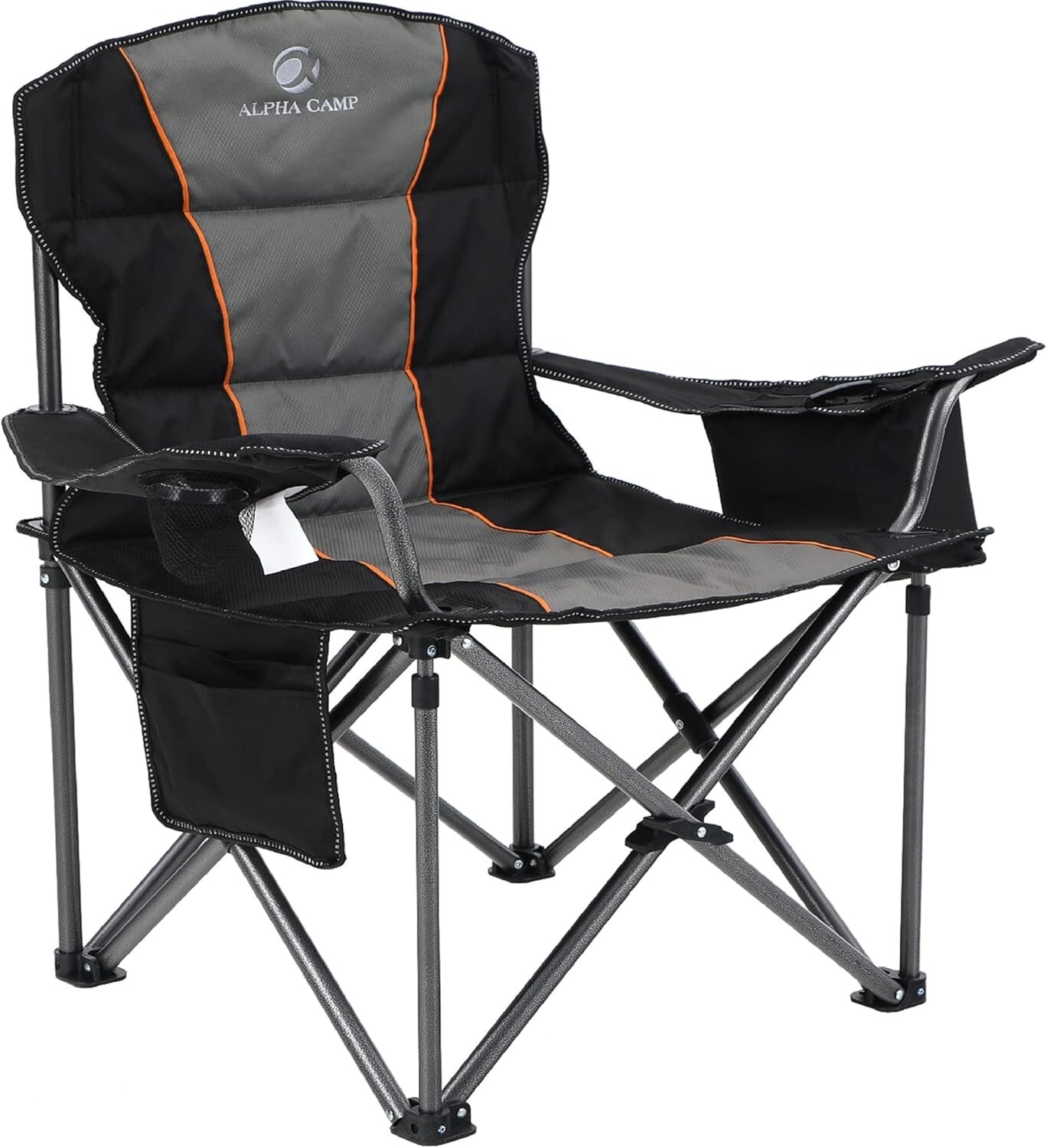 Oversized Camping Folding Chair, Heavy Duty Support 450 LBS Steel Frame ...