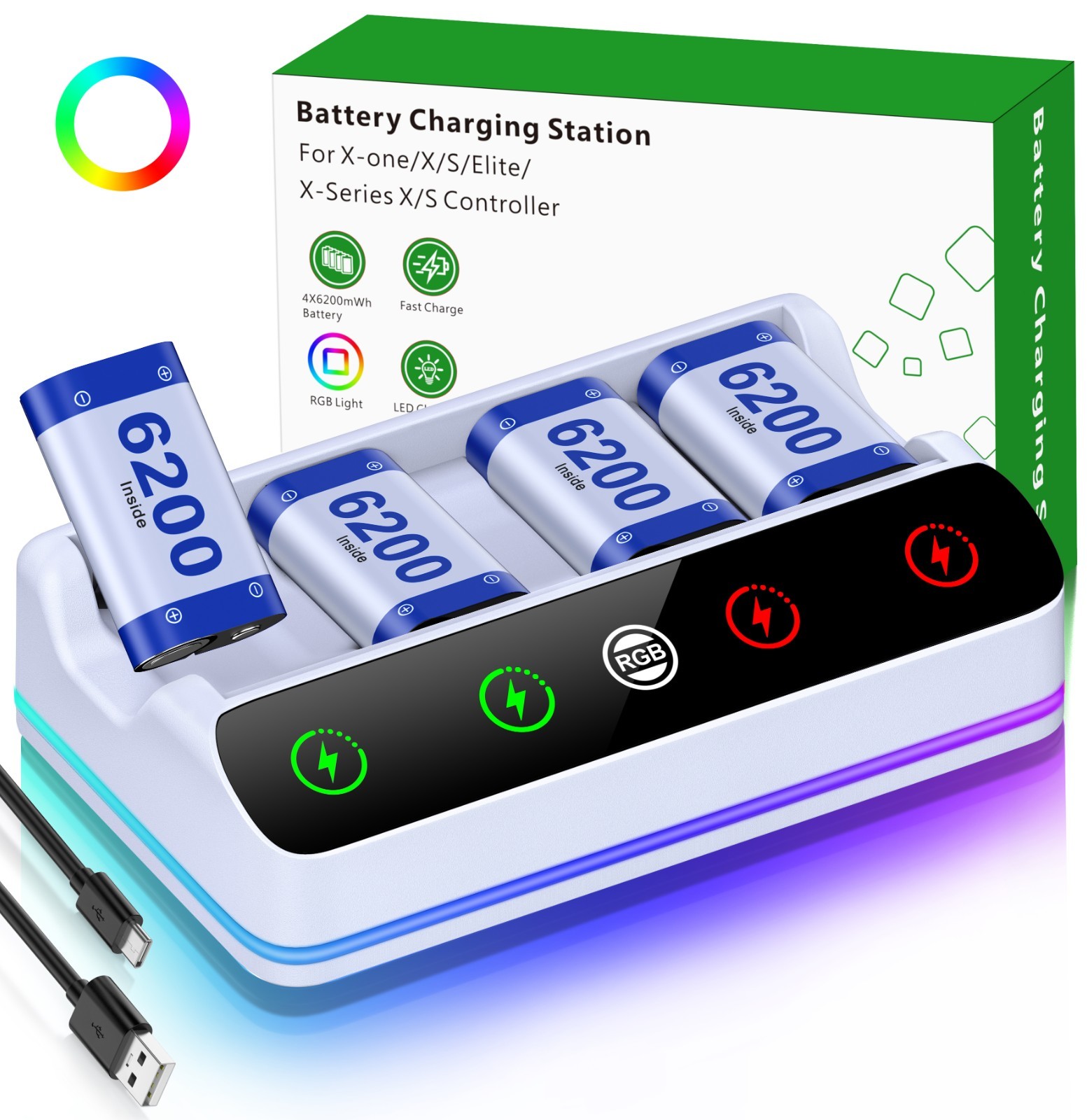 4*6200mWh Rechargeable Controller Battery Pack for Xbox Series X|S/Xbox One