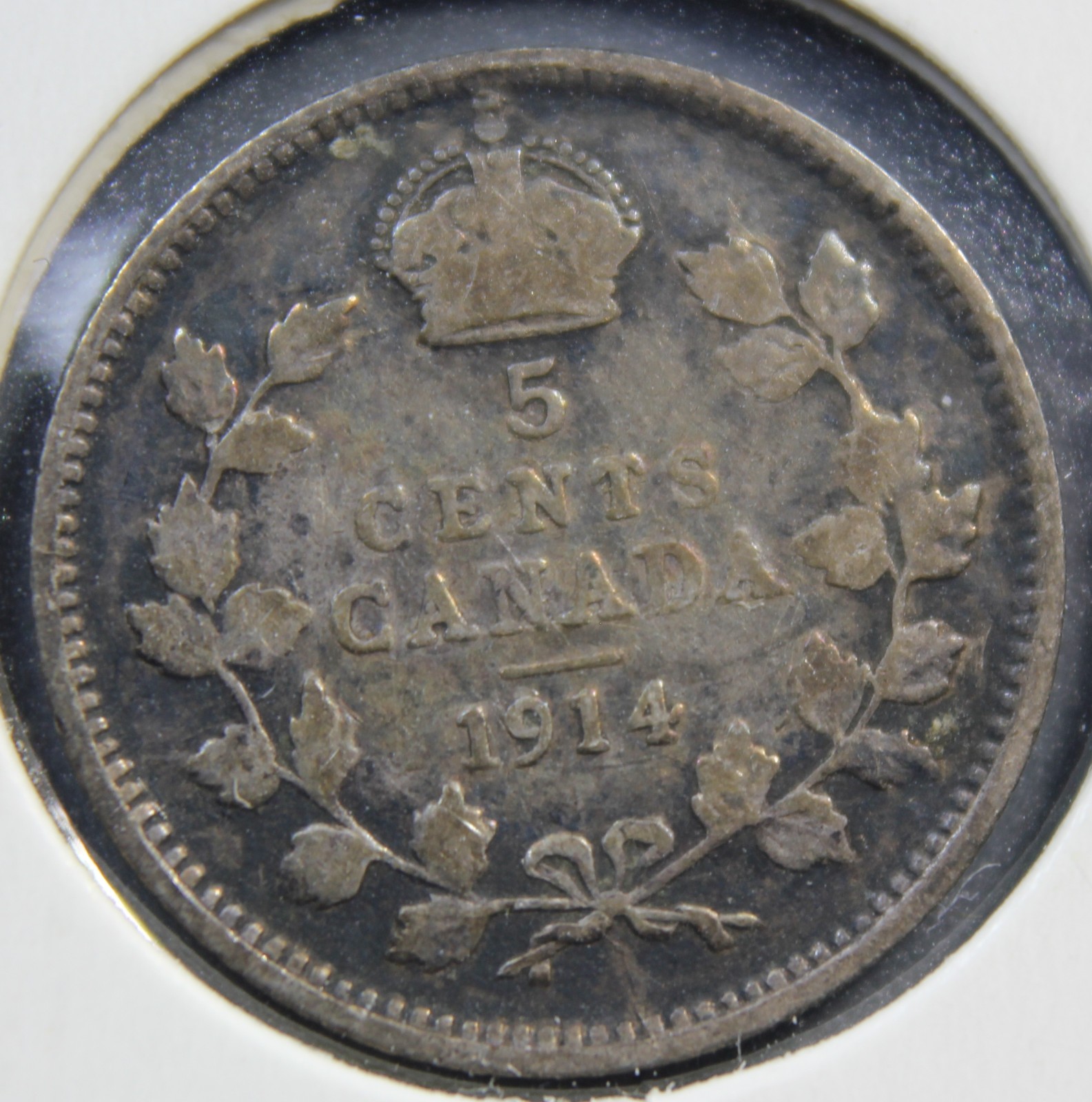 1914 Canada King George V Silver 5 Cents Coin
