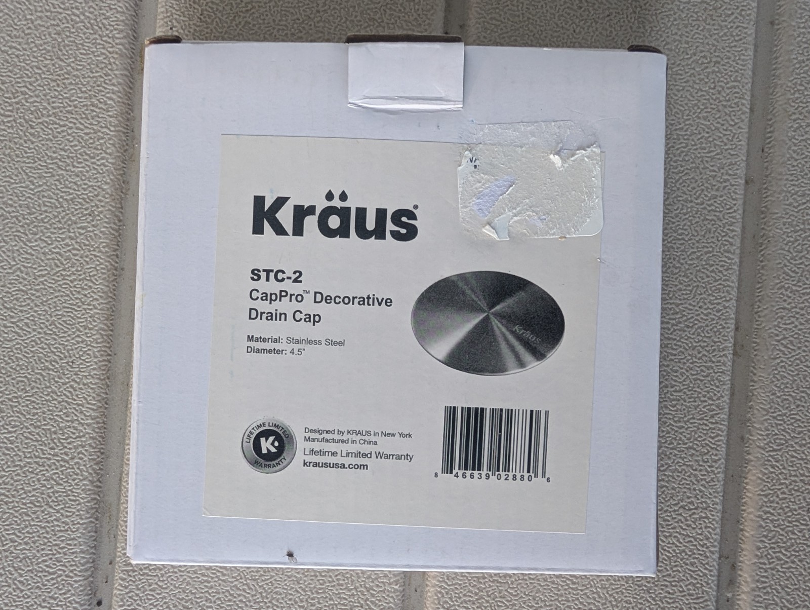 Kraus STC-2-C  CapPro Removable Decorative Drain Cap Cover, Stainless Steel NEW