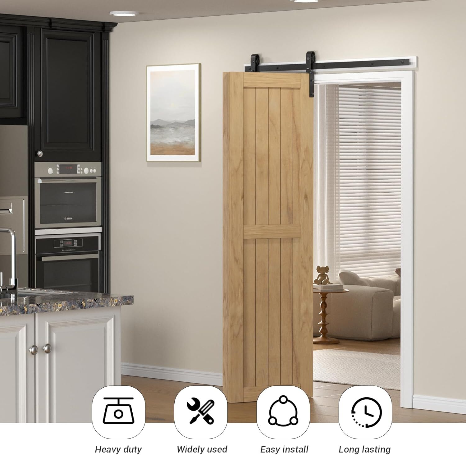 36'' Bifolding Sliding Barn Door Hardware Kit Combination Track- Smooth Quiet