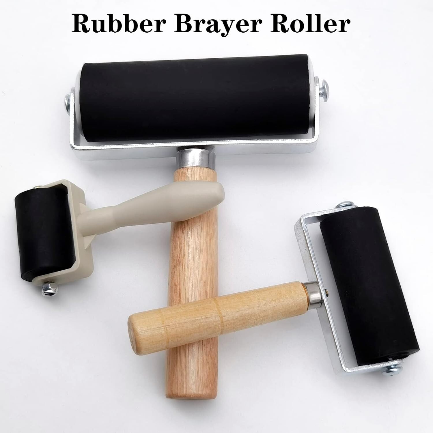 3 Pack Rubber Brayer Roller Hard Rubber Vinyl Roller for Printmaking Wallpapers