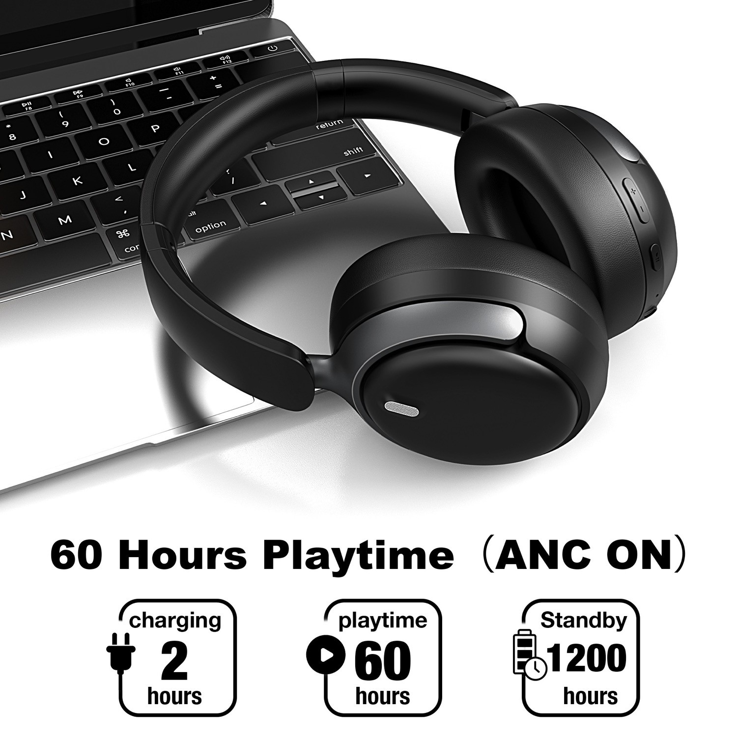 Wantek Over-ear Headphone Foldable Active Noise Cancelling Bluetooth Headset