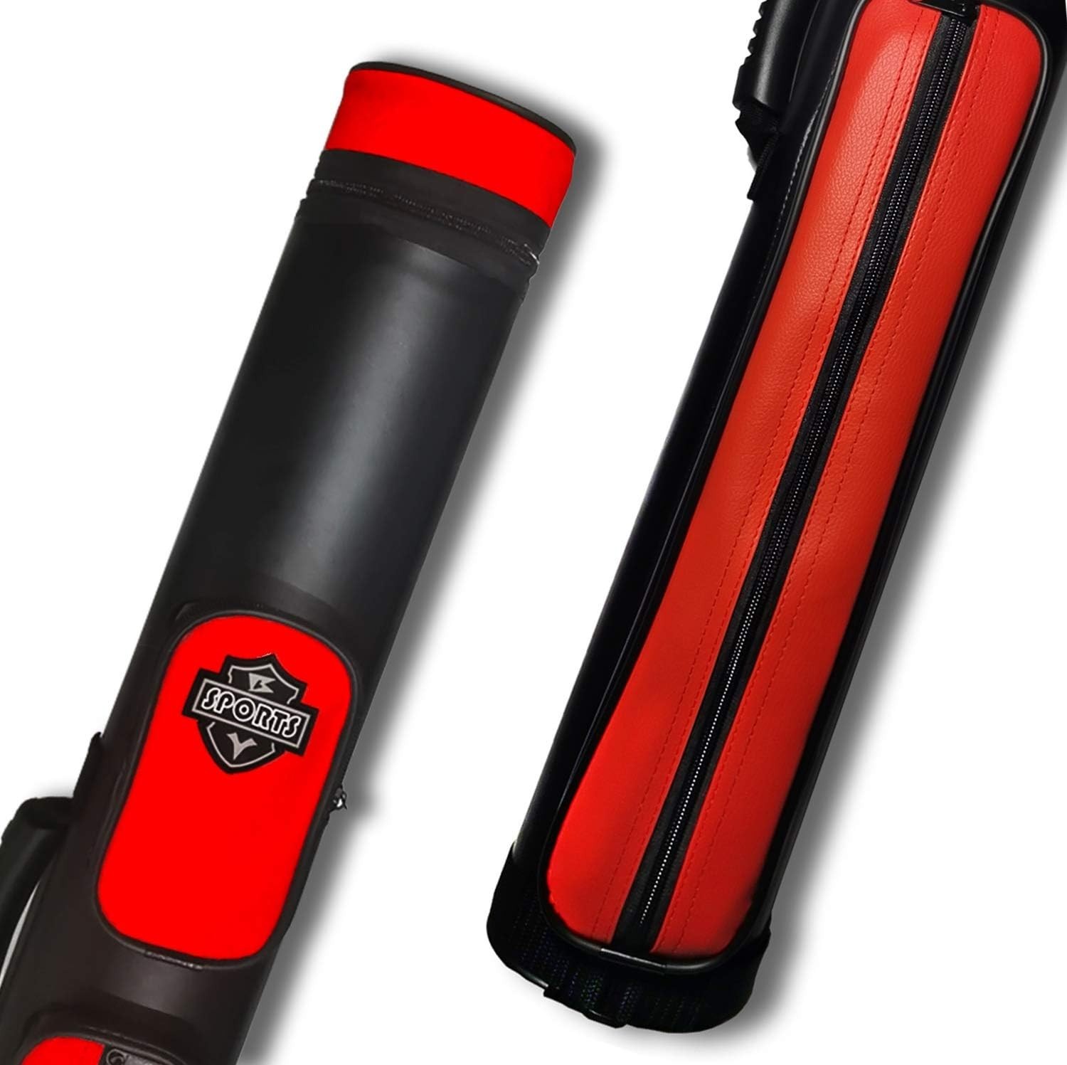 Billiard Cue Carrying Case 2 Load 4 Compartment Adjustable Strap Solid Red