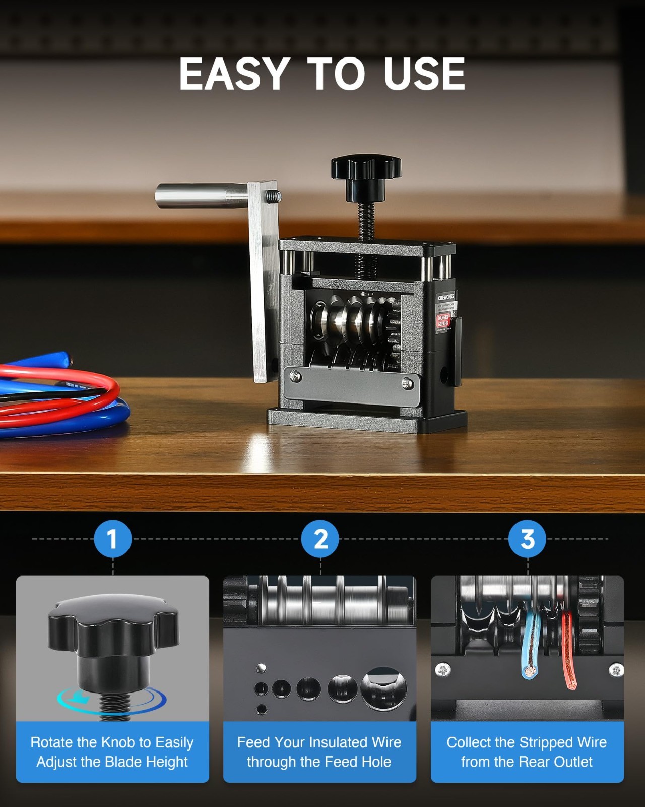 Manual Wire Stripping Machine - Drill Powered Cable Stripper Tool, 6 Channels, 5