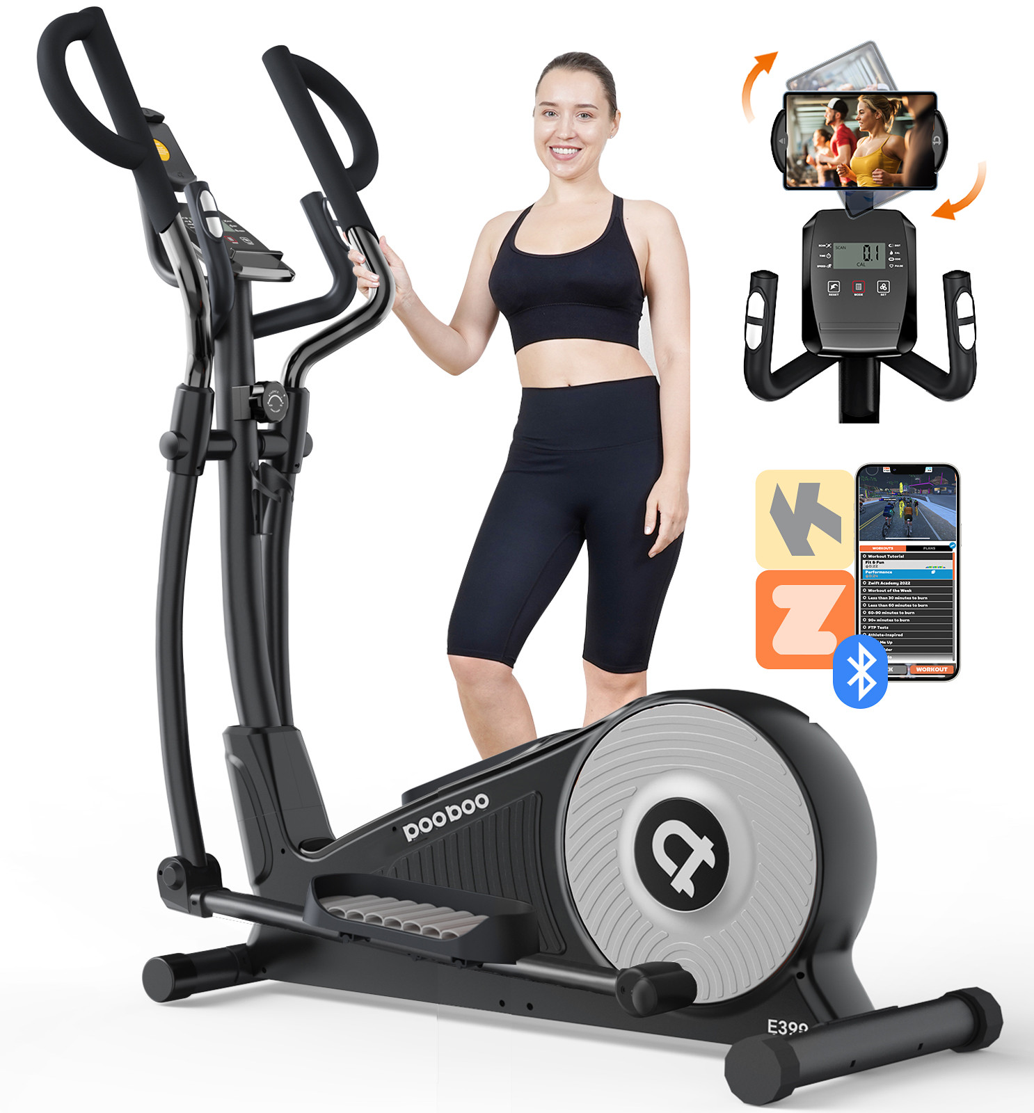 Magnetic Elliptical Machine Stationary Exercise Machine Home Gym Cardio Workout