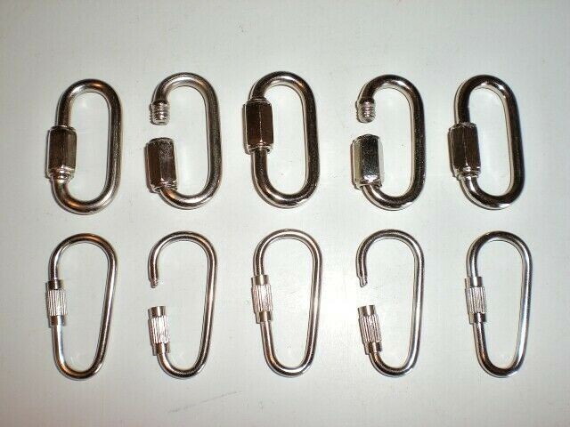 10 Lot Stainless Steel Carabiner Marine Quick Screw Links Boating Sailing Marine