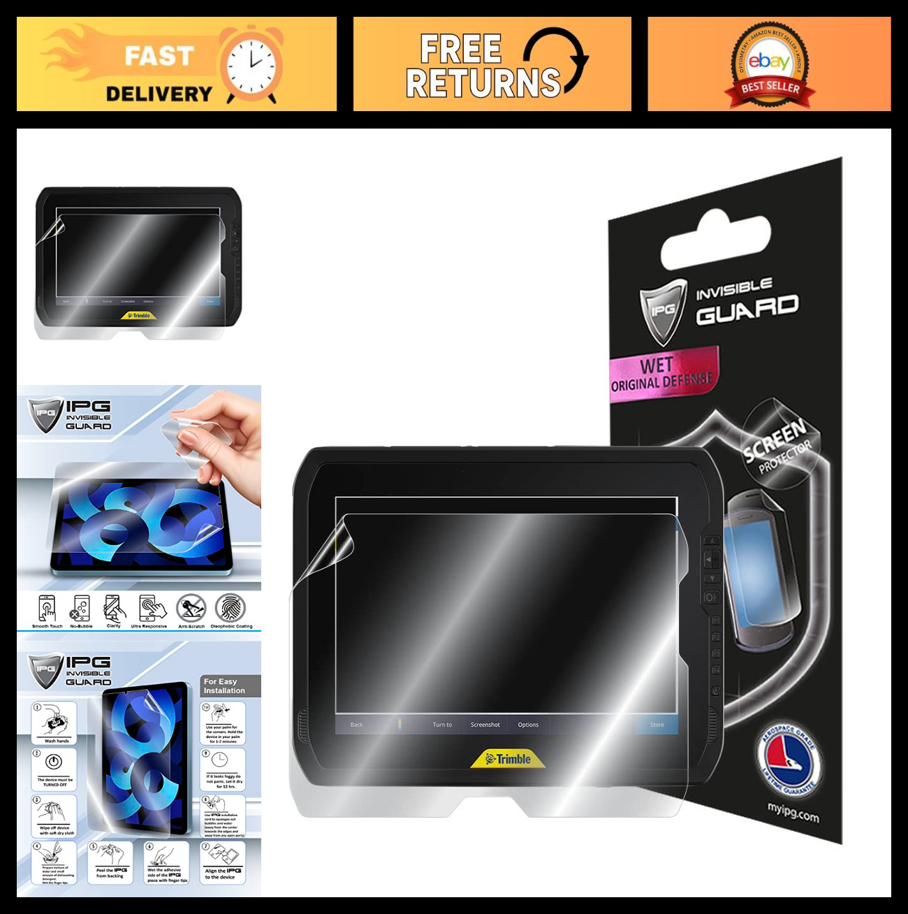10.1" Tablet Hydrogel Screen Protector - Ultra HD Clear, Anti-Scratch, Bubble-Fr