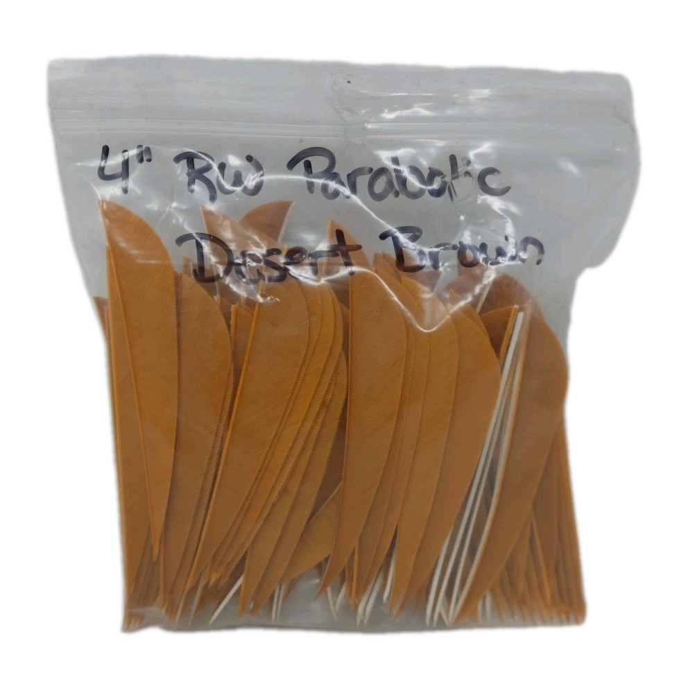 100 Pack Archery Arrow Feathers 4" Right Wing: Parabolic Desert Brown