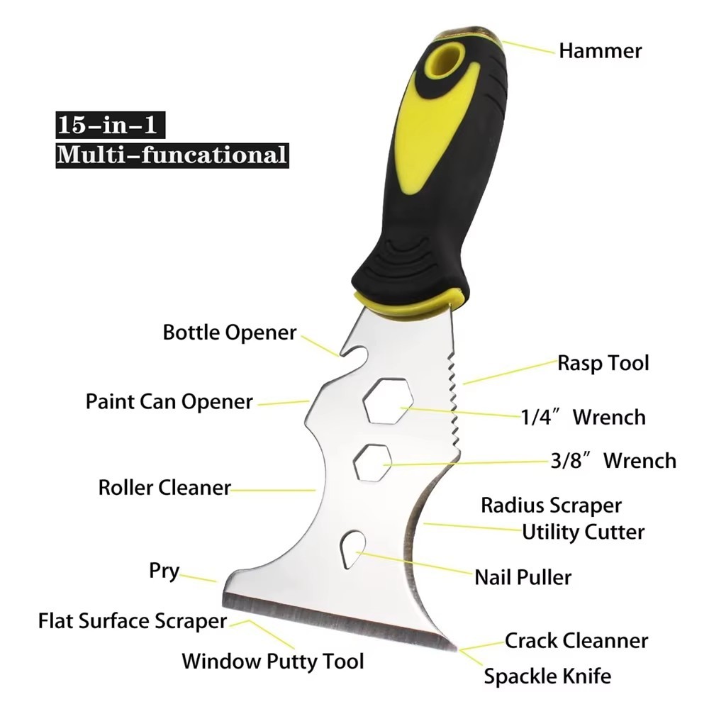 12-In-1 Paint Scraper Tool,Multi-Use Tough Scraper,Paint Scrapers for Wood,Putty