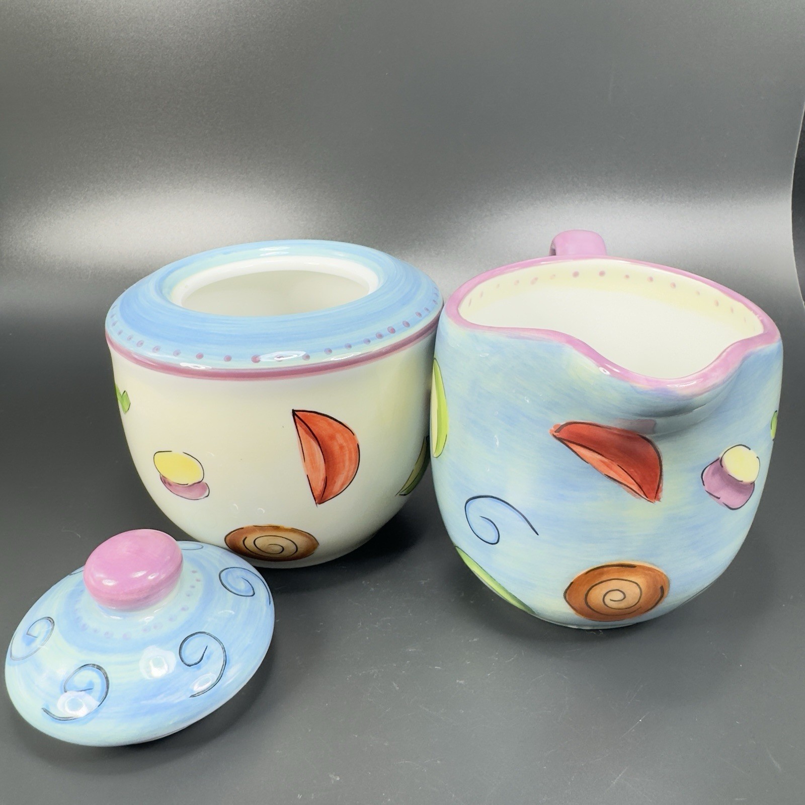 Dansk Ratatouille Creamer And Sugar Bowl Set Ceramic Hand Painted Multicolored