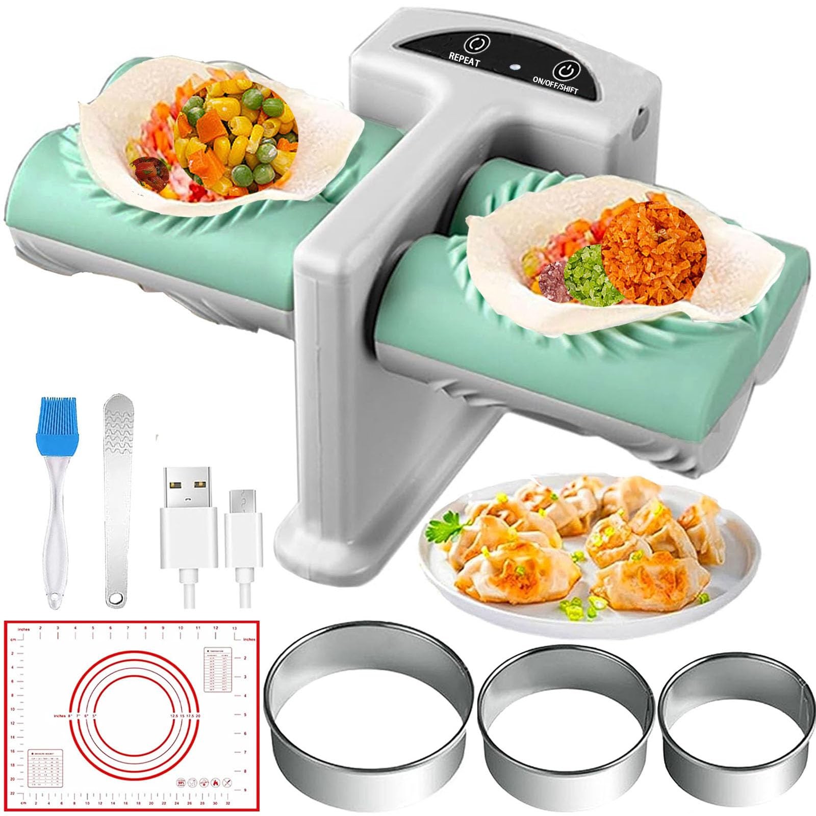 Electric Dumpling Maker Two Sizes Double Head Automatic Electric Dumpling Mak...