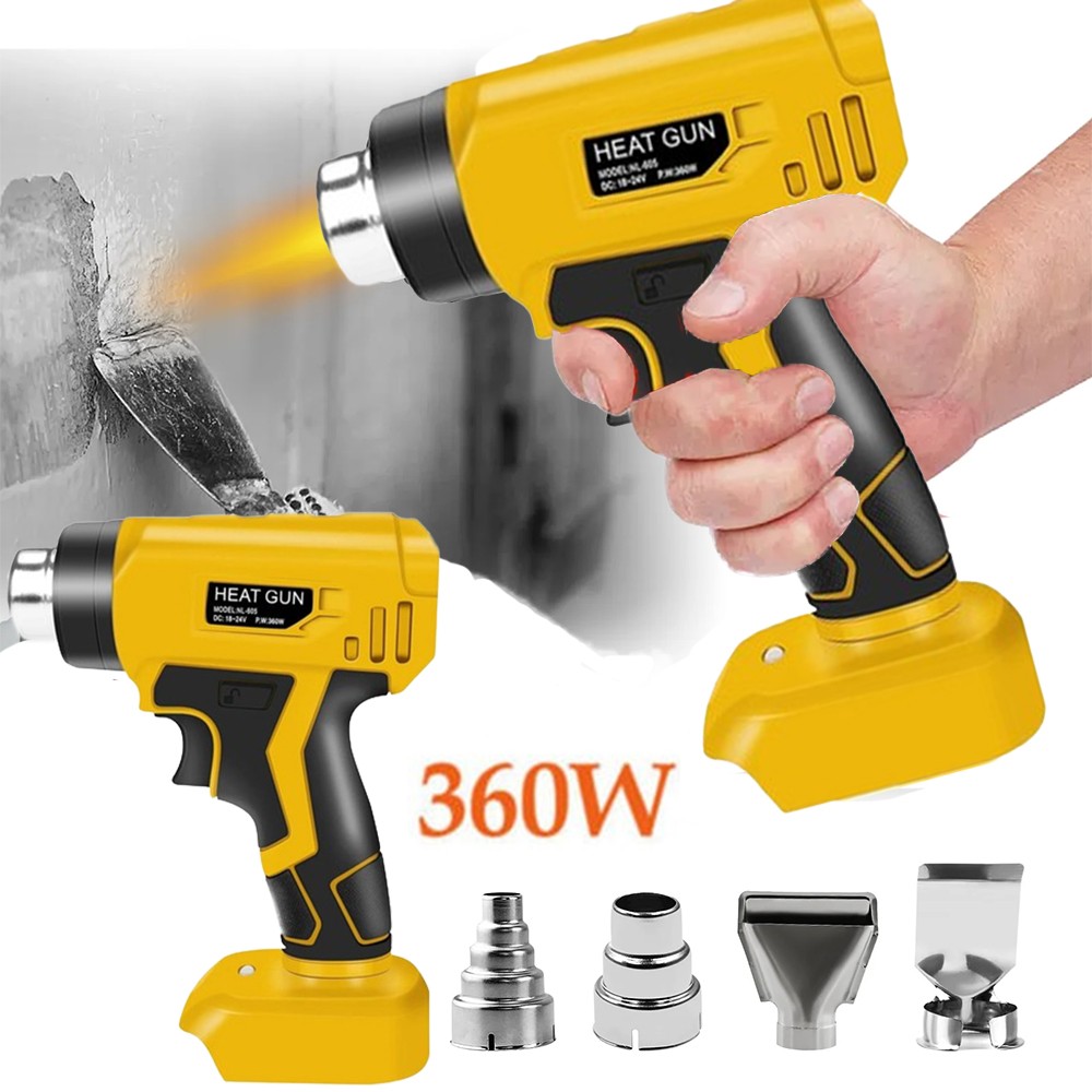 360W Portable Heat Gun Hot Air Gun For Dewalt 20V Max Li-ion Battery w/4 Nozzles