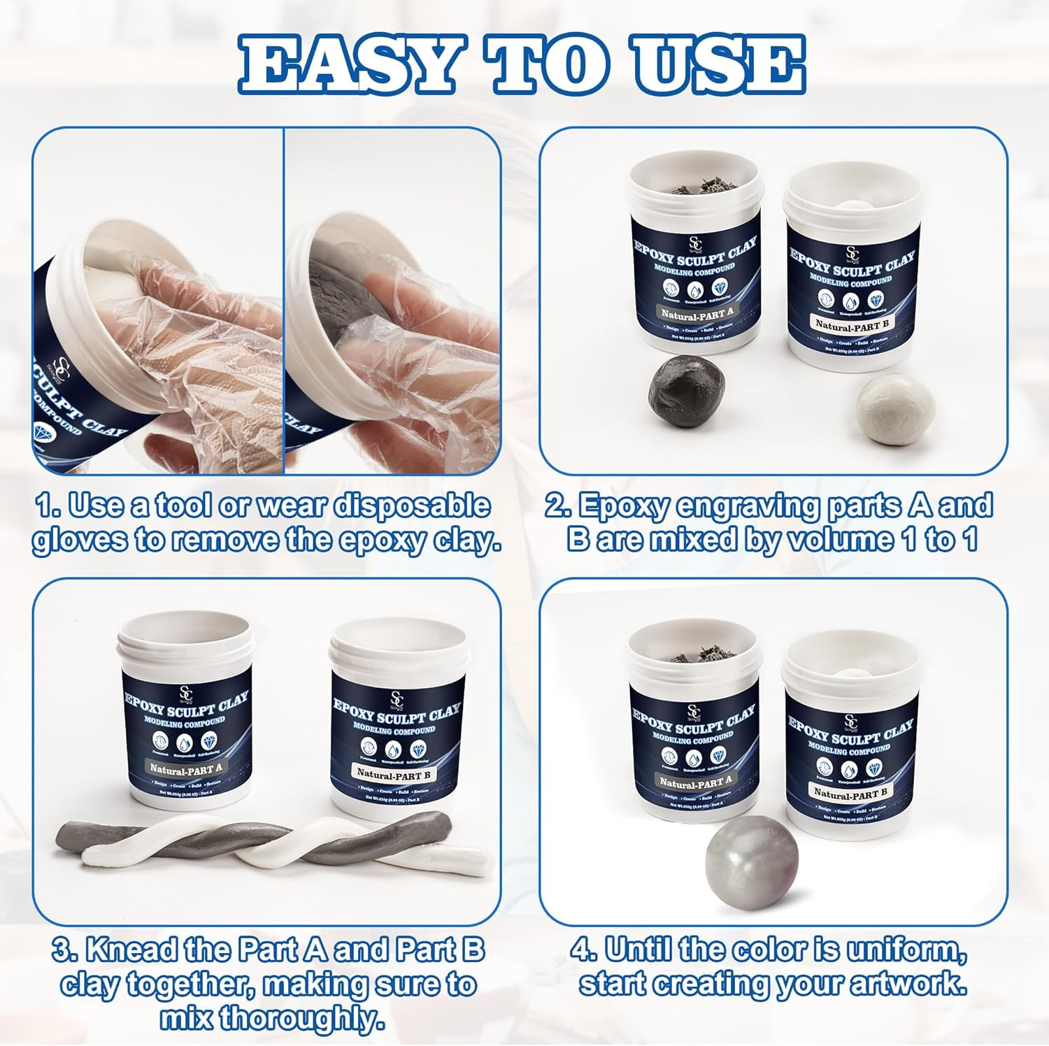 Seocam Epoxy Putty Sculpt Clay, 2 Part a & B for Sculpting, Modeling, Buildin...