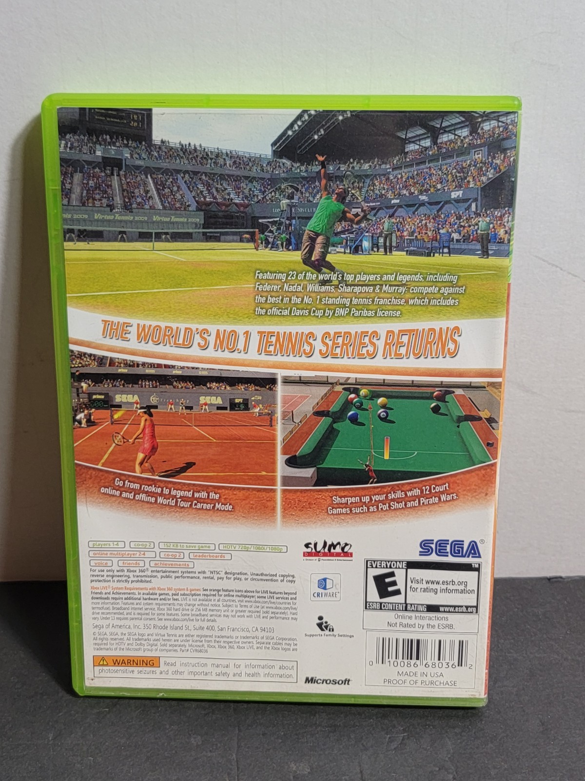 2009 Virtual Tennis 2009 Xbox 360 Game Complete Tested Works