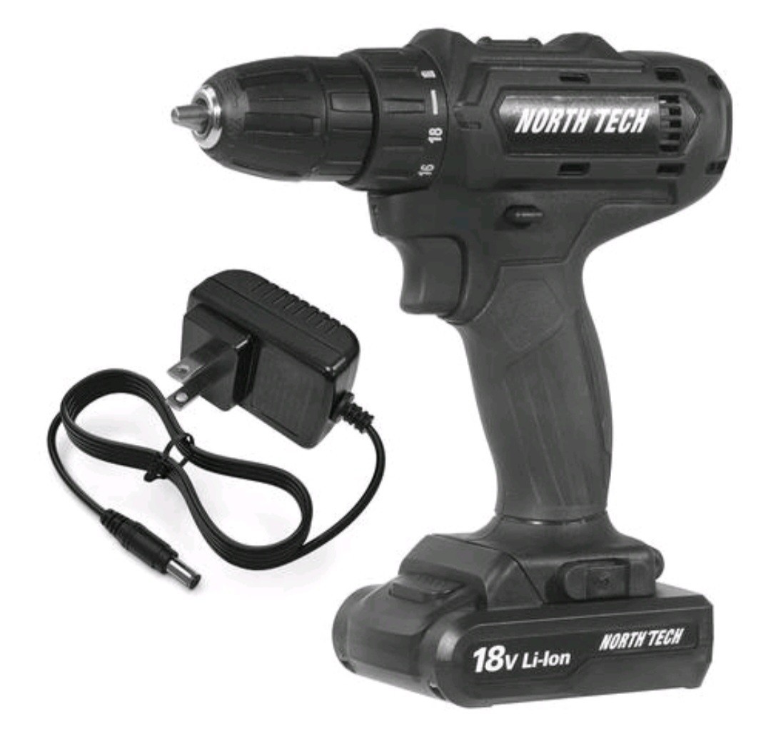 North Tech 18-Volt Lithium-Ion Cordless 3/8" Drill W/Battery Charger *NEW IN BOX