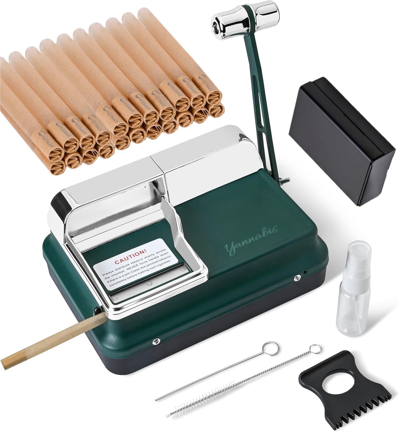 Cigarette Rolling Machine + Cigarette Case + 20pcs Unbleached Filter Tubes, M...