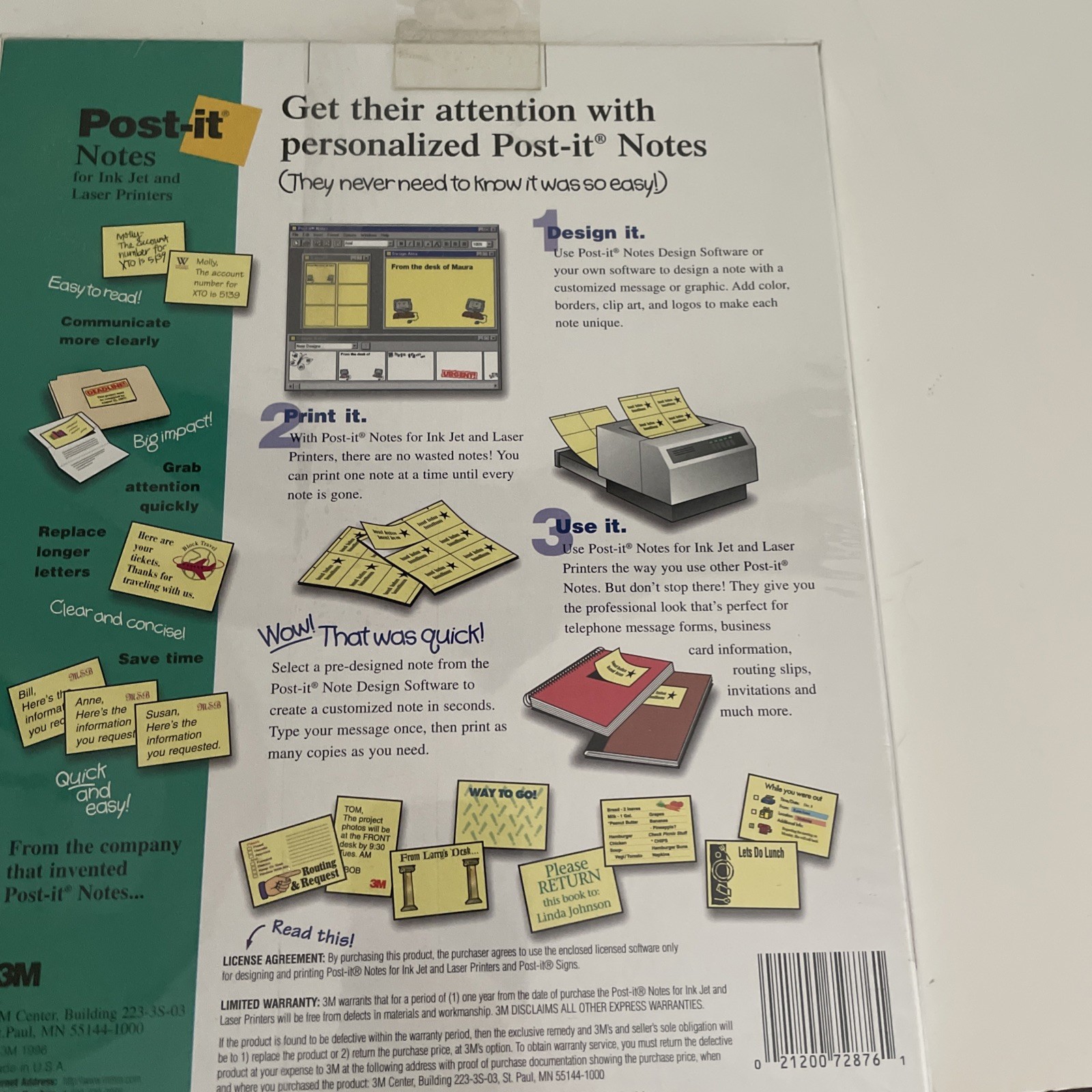 3M Refill Post-It Notes Inkjet/Laser Printers Y2010 Sealed 25 Sheets Yellow