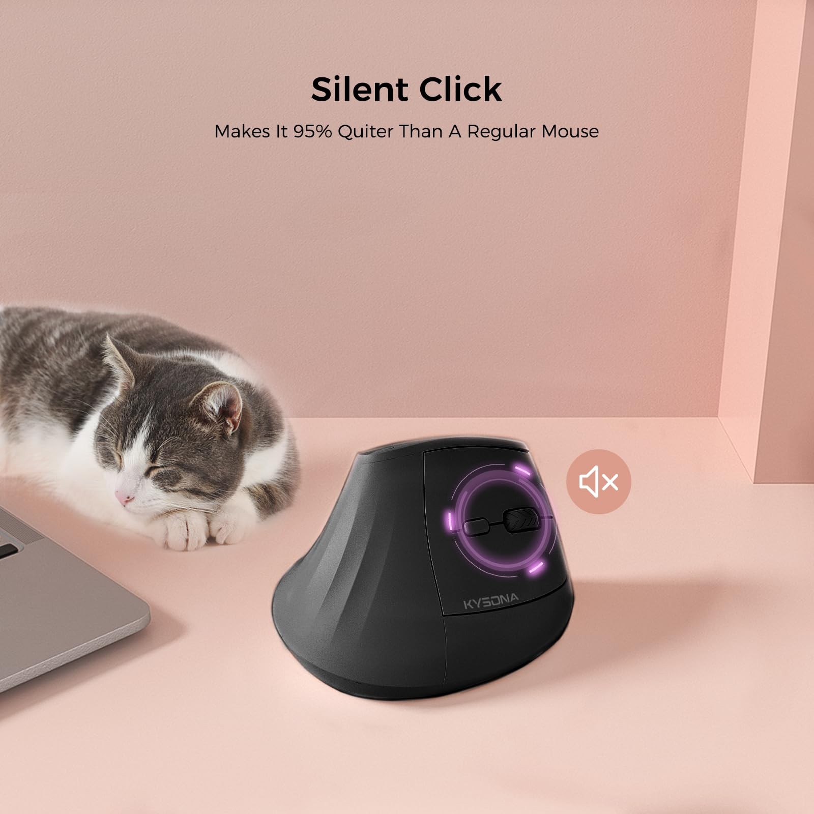 57° Ergonomic Wireless Rechargeable Mouse, Vertical Quiet Ergo Mouse, Bluetoo...