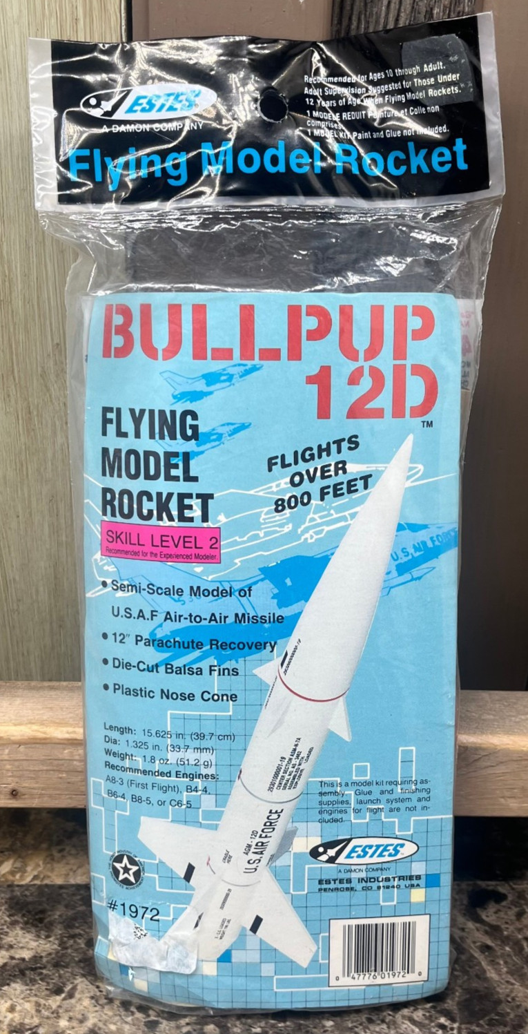 Estes Flying Model Rocket Bullpup 12D Skill Level 2 #1972 - NEW