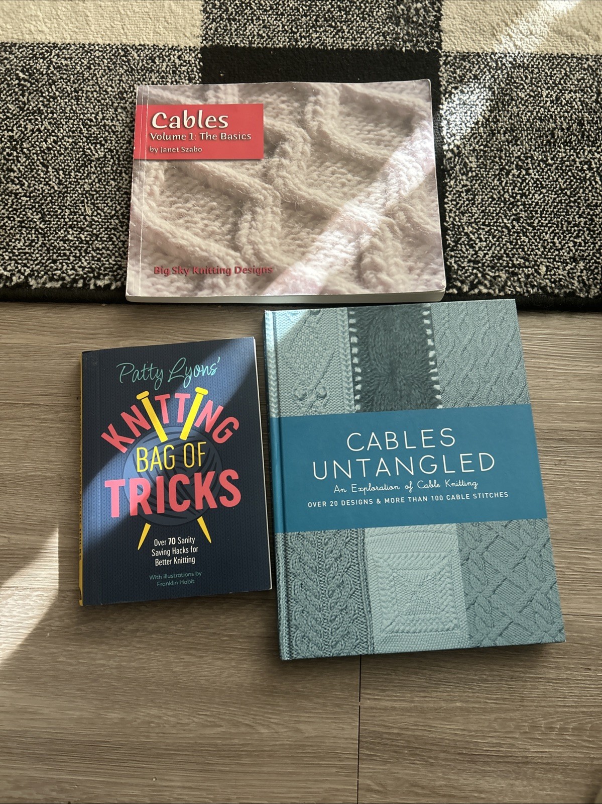 Lot of 3 knitting books Cables Vol 1, Cables Untangled, Knitting Bag Of Tricks