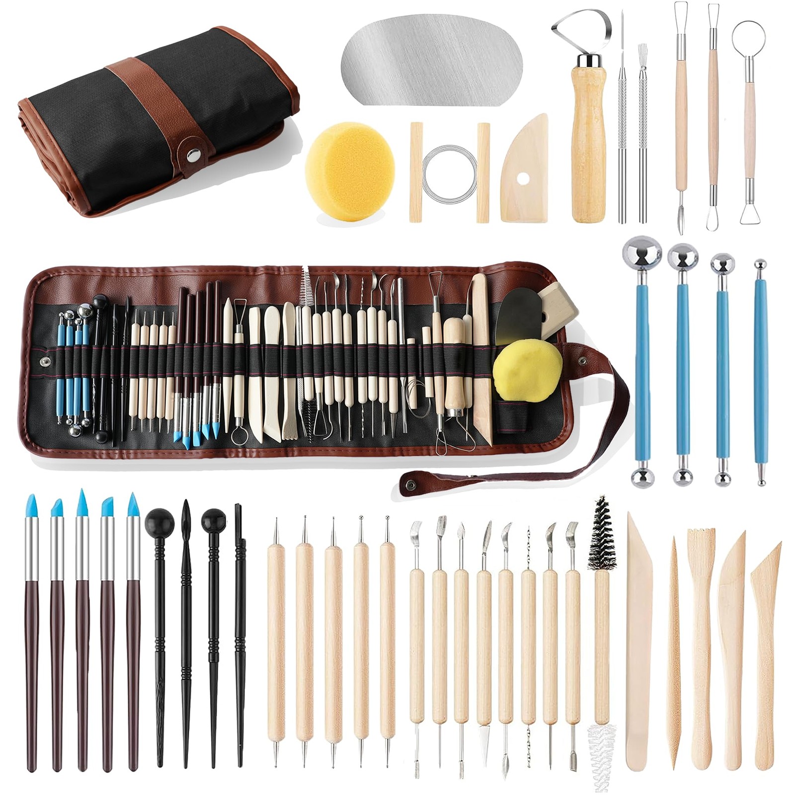 CeeVian Clay Tool Kit 43 PCS Pottery Tools for Wood-43PCS