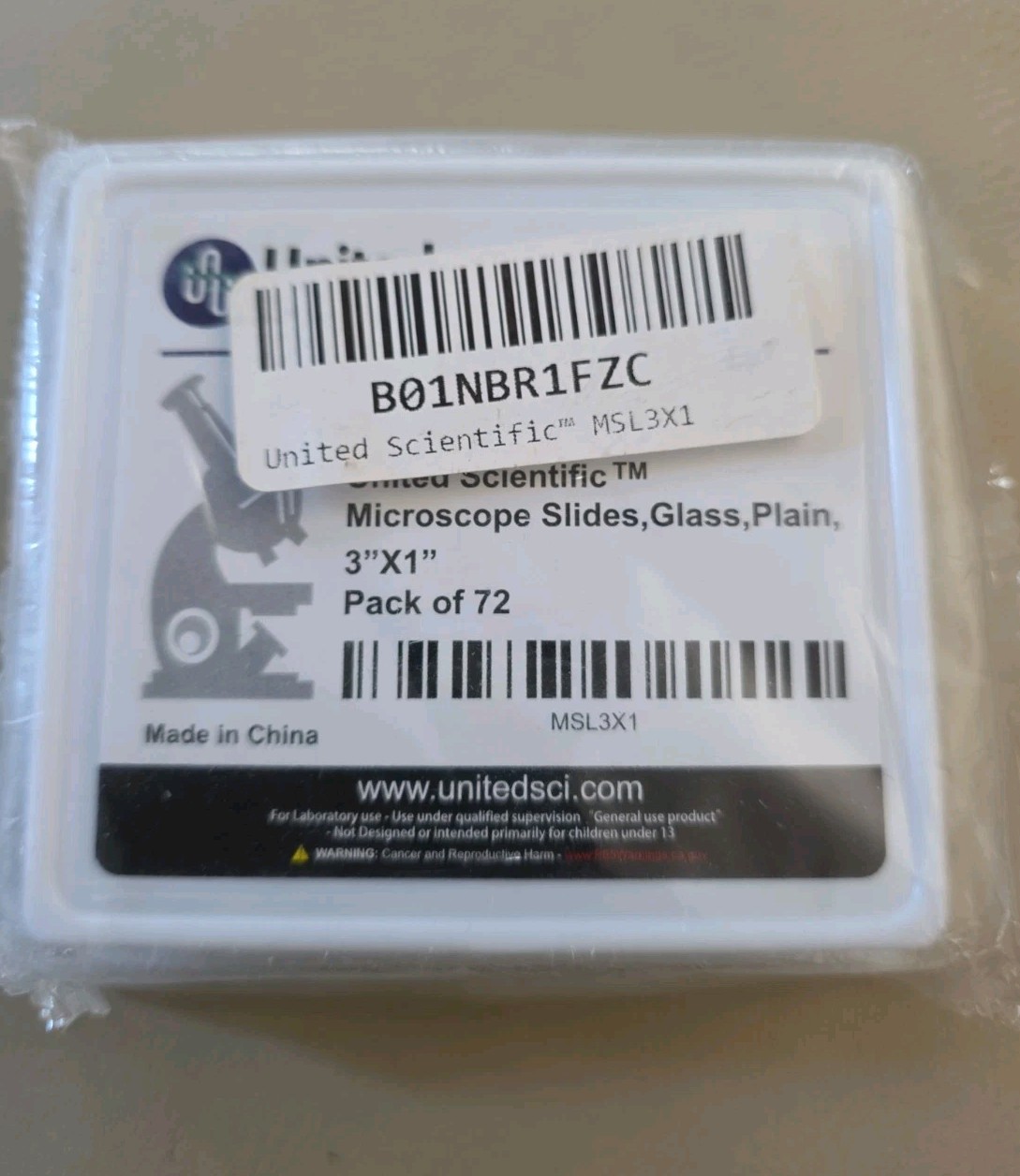 United Scientific - Microscope Slides 3"x1" 72 Pack
