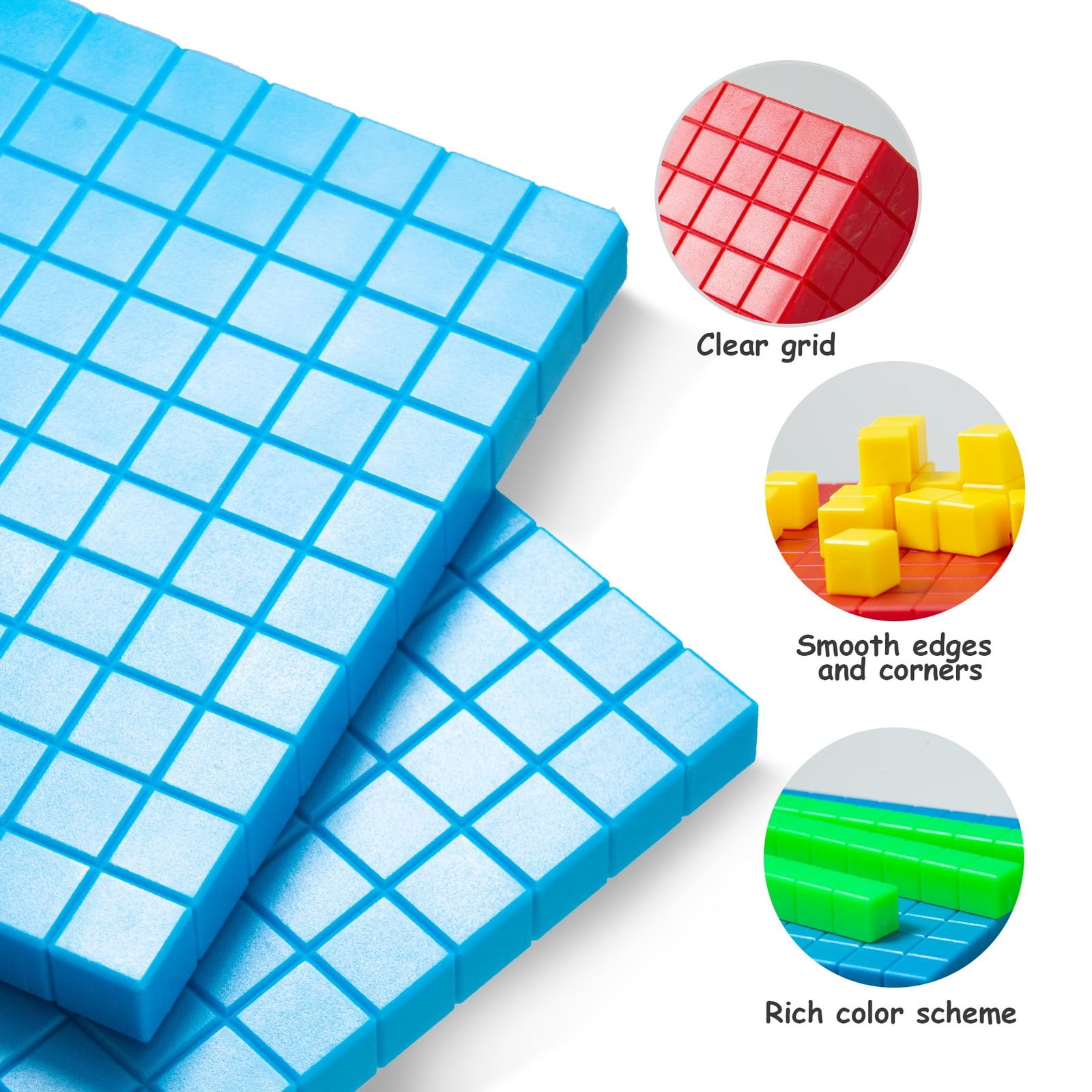 Math Manipulatives for Kids Aged 3+.Base Ten Blocks with Place Value Chart - ...