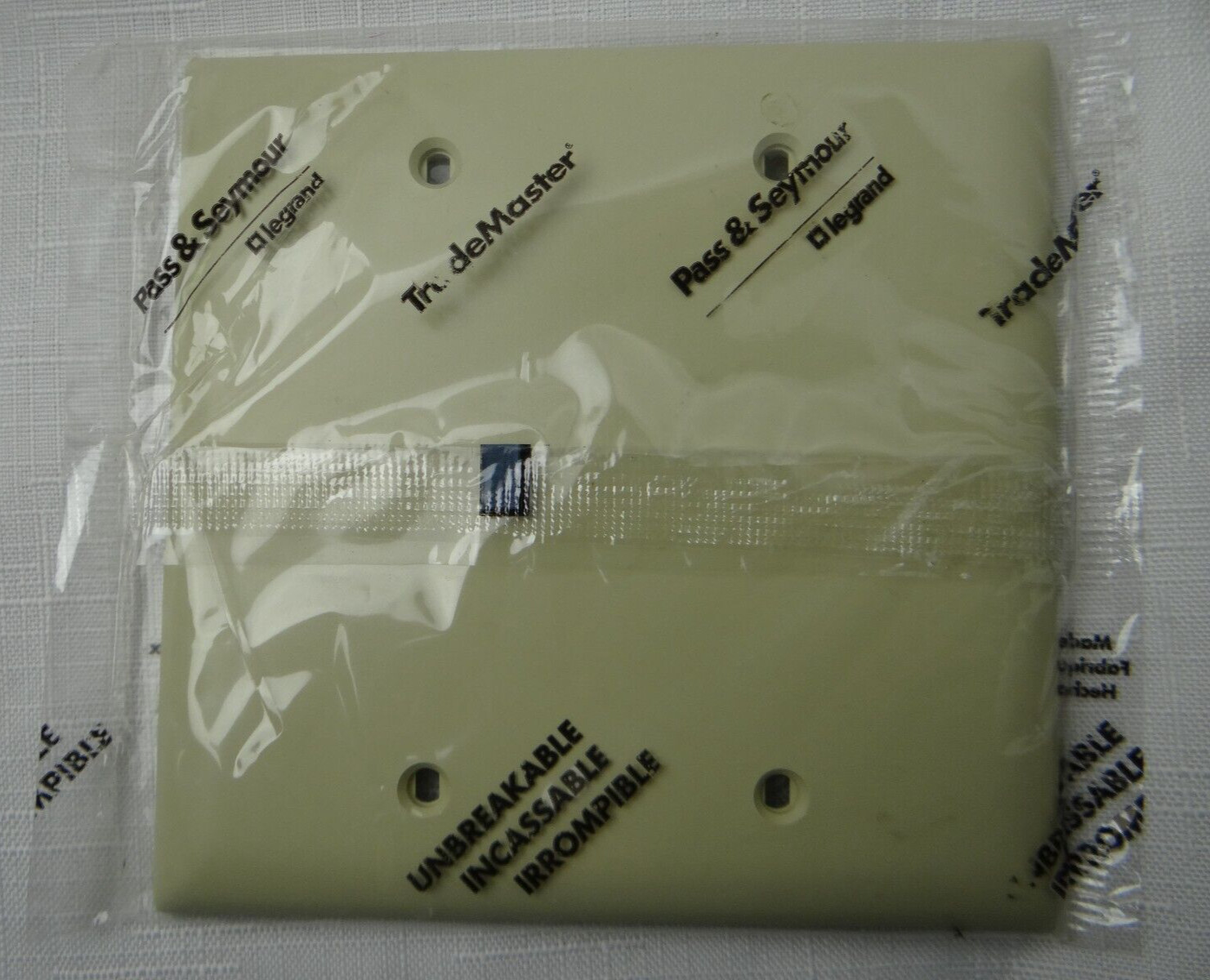 P&S 23-I 2 Gang 2 Blank Wallplate Ivory Nylon Trademaster Unbreakable