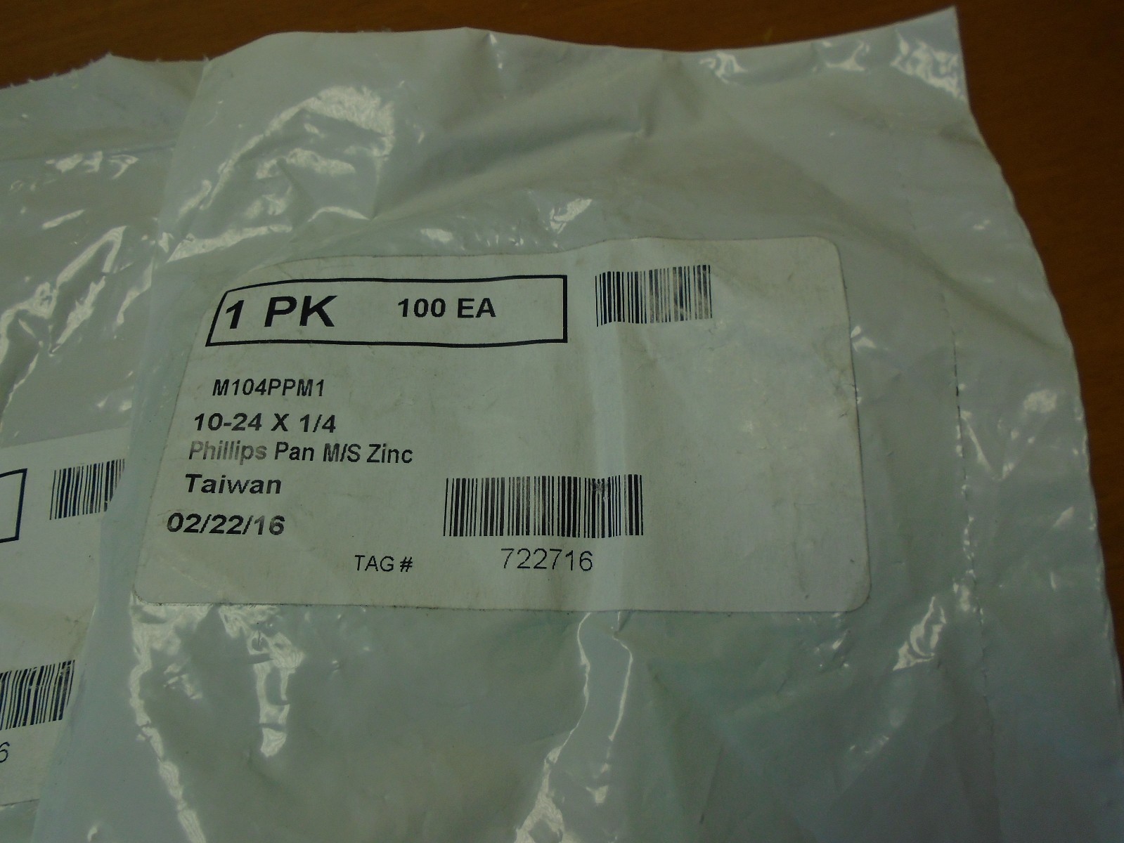 Philips Pan M/S Zinc Screws, M104PPM1, Lot of 220 Pcs