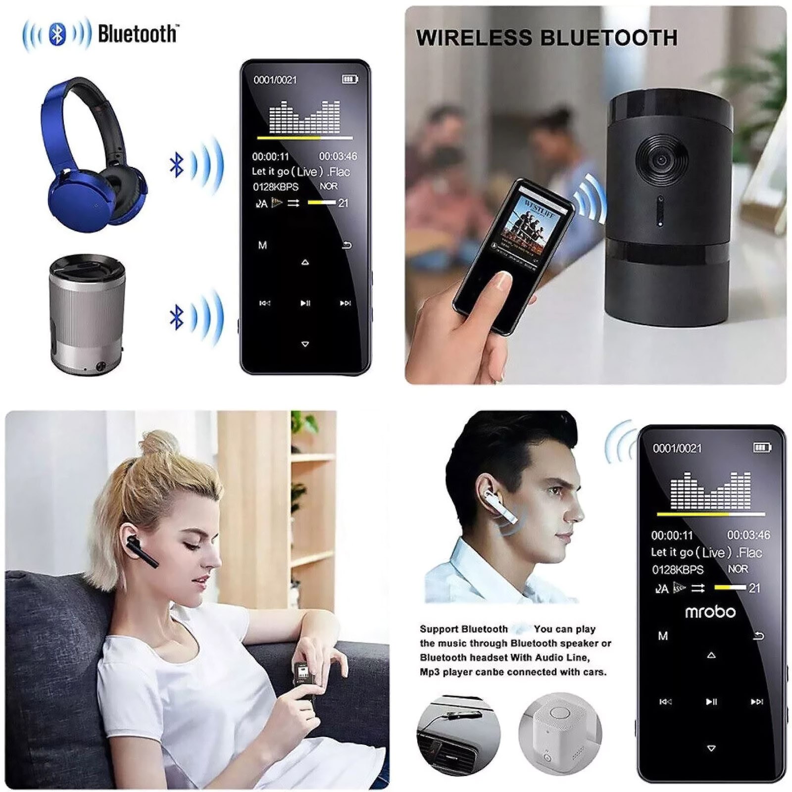 5.0 Bluetooth Music MP4/MP3 Player Maximum Support 128GB (Not Included)