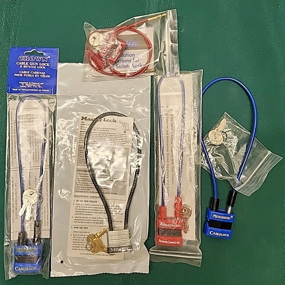 Gun Safety/Bike Cable Locks- Lot Of 6- New & Used