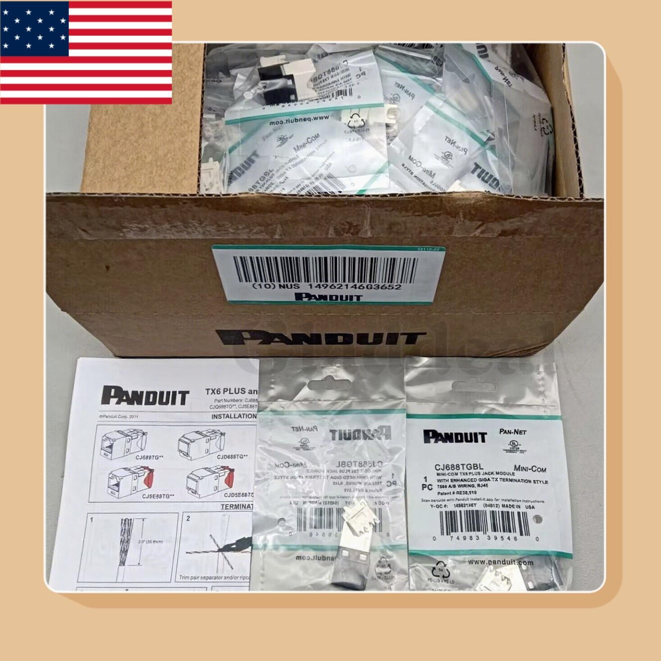 GENUINE Panduit For Giga TX Cat6 jack black CJ688TGBL BOX OF 50.