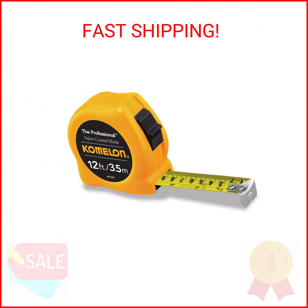 Komelon 4912IM The Professional 12-Foot Inch/Metric Scale Power Tape, Yellow