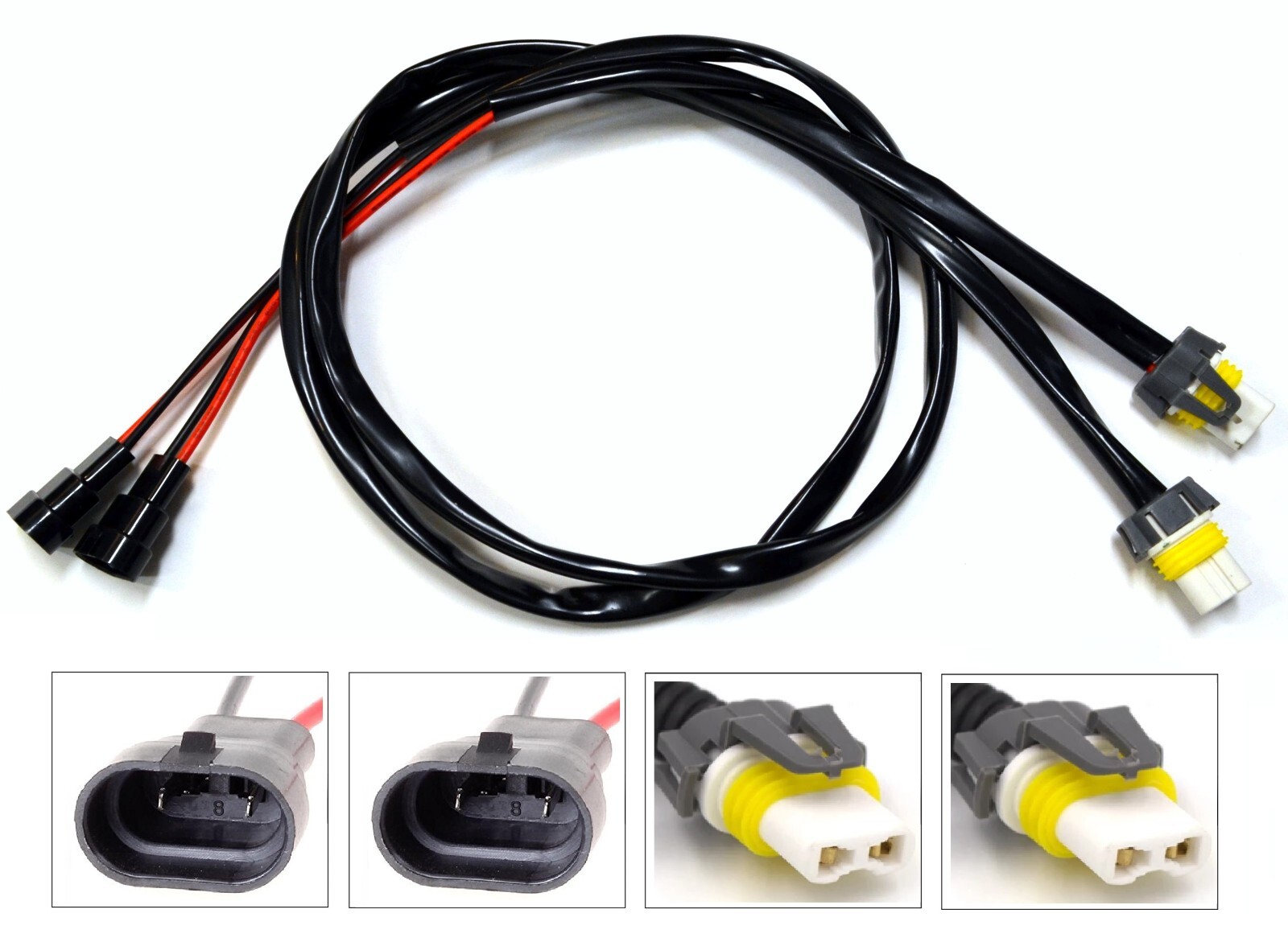 Extension 3ft Ceramic H4352 Wire Harness Head Light High Beam Replacement Socket